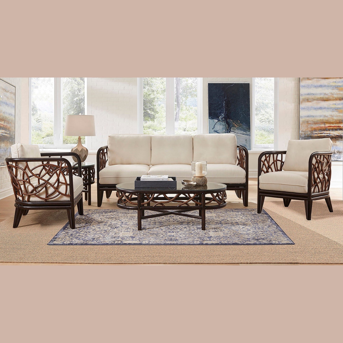 Panama Jack Sunroom Trinidad 5 PC Living Set with Cushions PJS-1401-BLK-5PS - BetterPatio.com