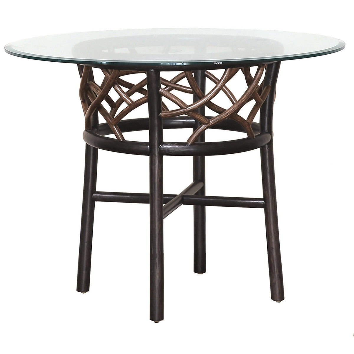 Panama Jack Sunroom Trinidad Stackable Dining Base with Glass PJS-1401-BLK-B-GL - BetterPatio.com