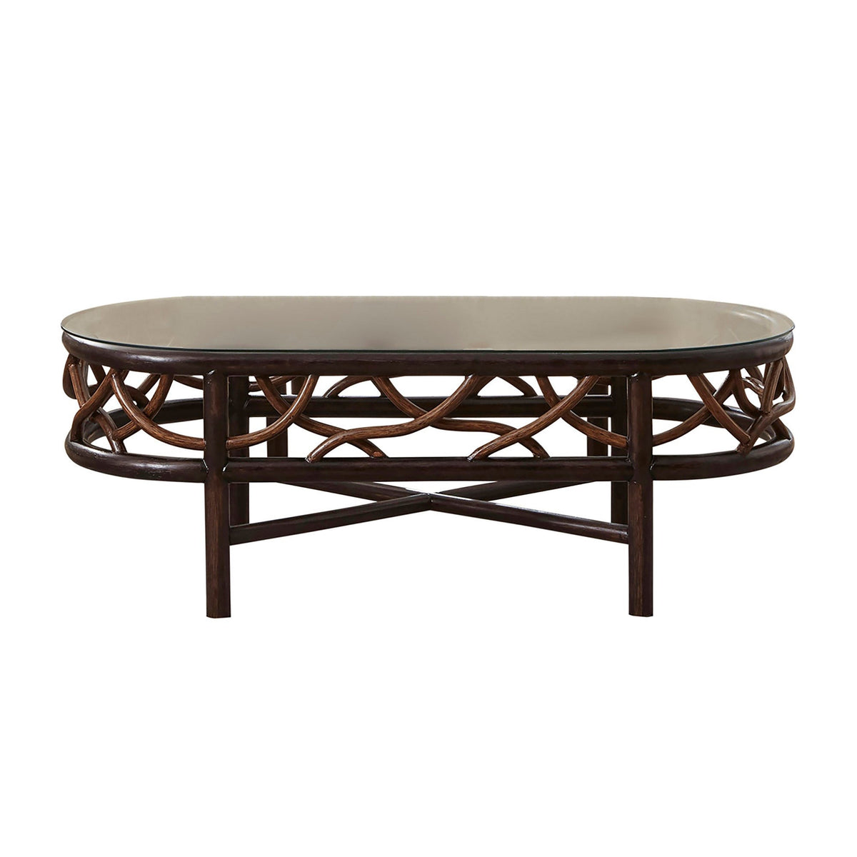 Panama Jack Sunroom Trinidad Coffee Table with Glass PJS-1401-BLK-CT - BetterPatio.com
