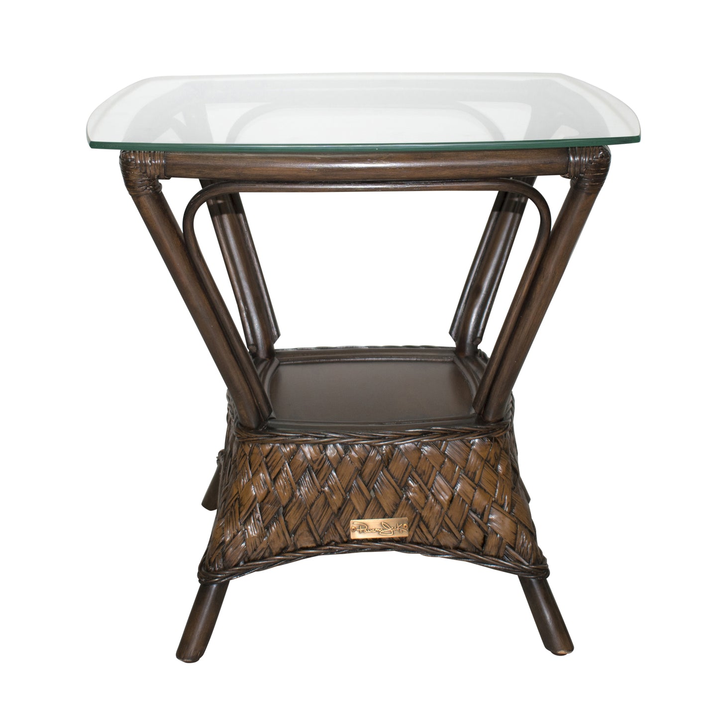 Panama Jack Espresso End Table with Glass PJS-1601-ATQ-ET - BetterPatio.com