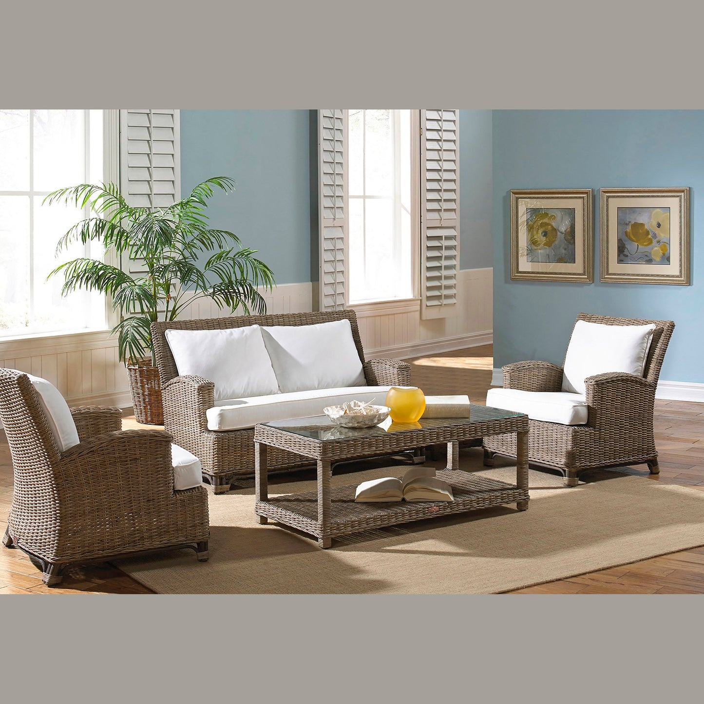 Panama Jack Sunroom Exuma 4 PC Living Set with Cushions PJS-3001-KBU-4PS - BetterPatio.com