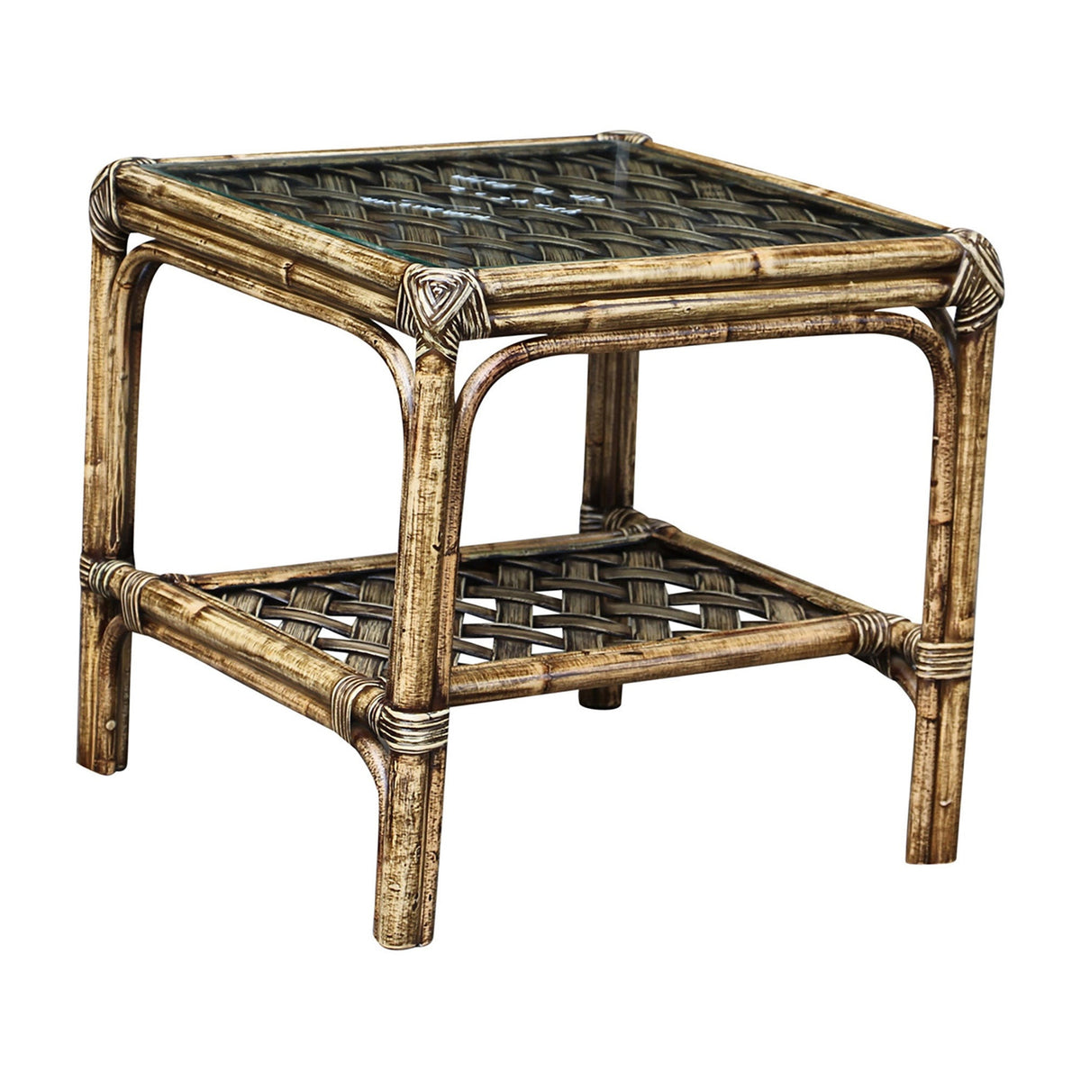 Panama Jack Sunroom Old Havana End Table with Glass PJS-8001-HON-ET - BetterPatio.com