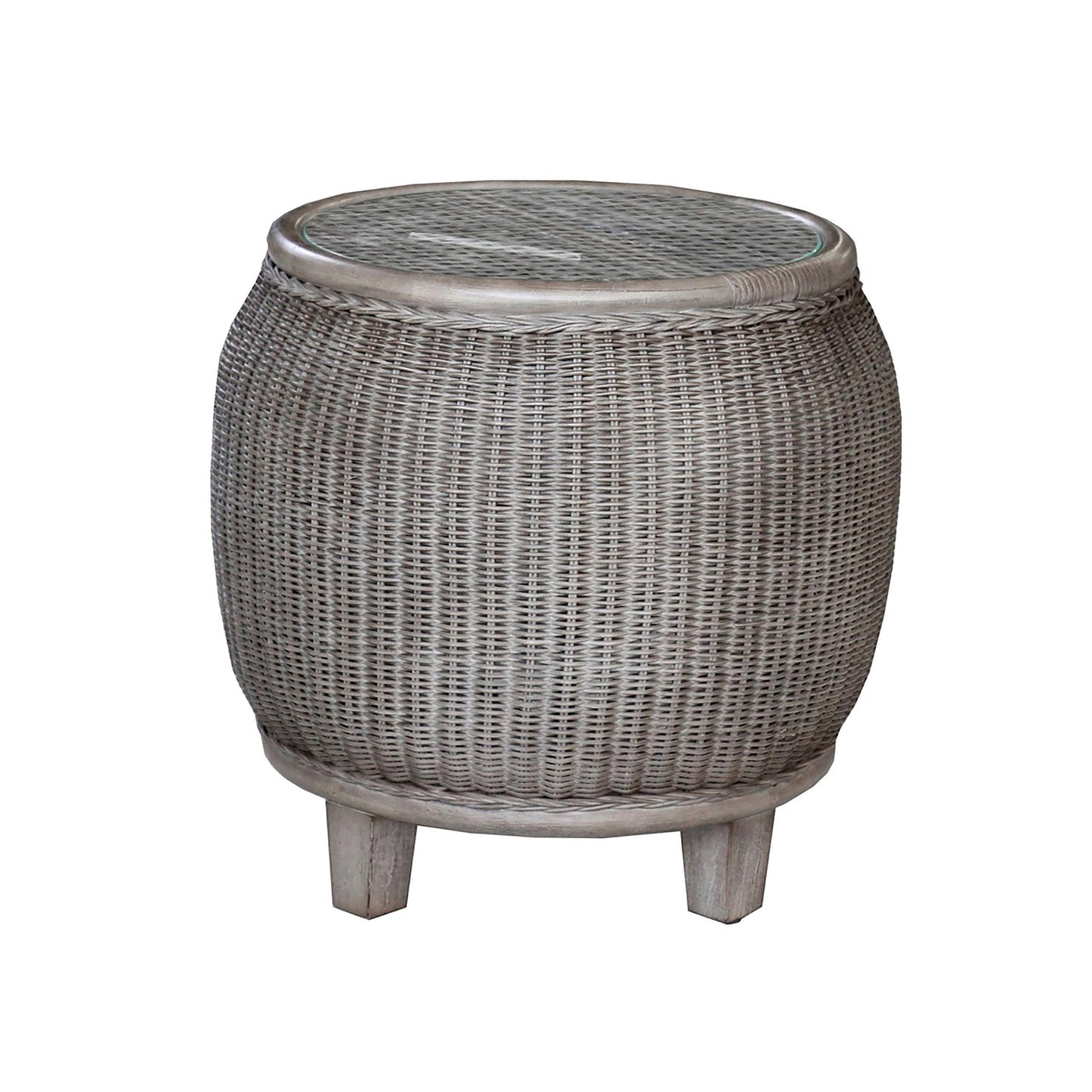 Panama Jack Sunroom Playa Largo End Table with Glass PJS-9001-GRY-ET - BetterPatio.com