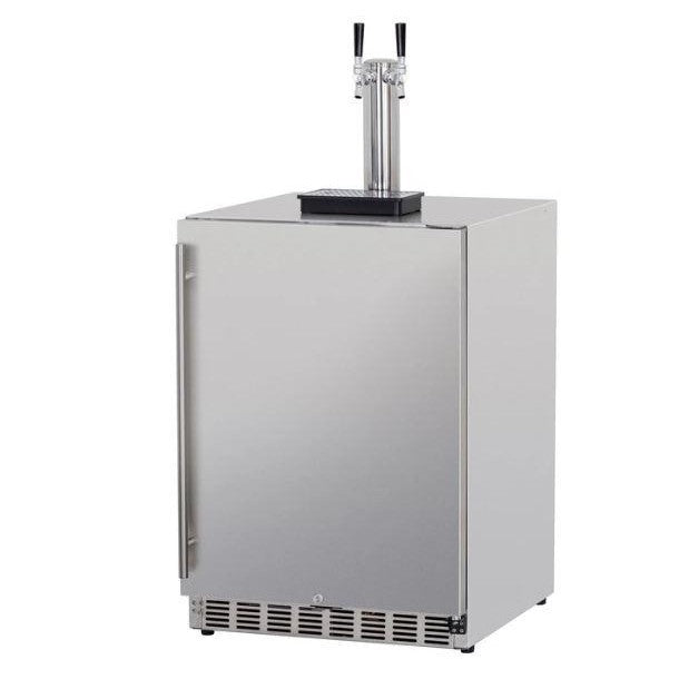 RCS Dual Tap Stainless Kegerator REFR6 - front view dual tap outdoor unit