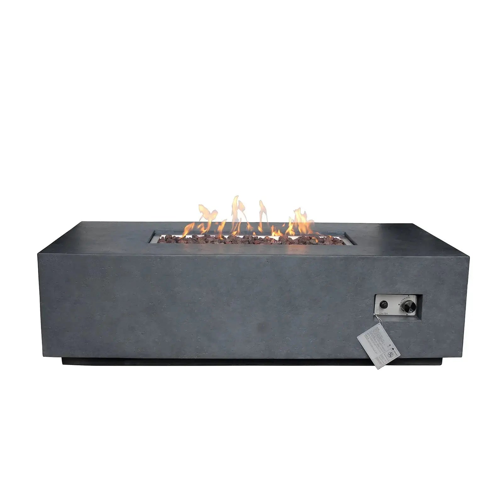 Source Furniture Elements Rectangular 55 Inch Concrete Fire Pit, Dark Gray - SF-6202-697 - BetterPatio.com