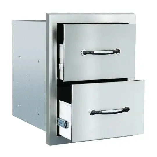 Summerset Professional Grills 17 inch Double Drawer with Masonry Frame Return SSDR2-17M - BetterPatio.com