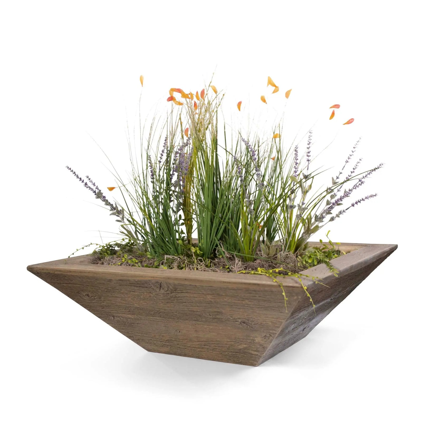 The Outdoor Plus 30" Maya Wood Grain Planter Bowl