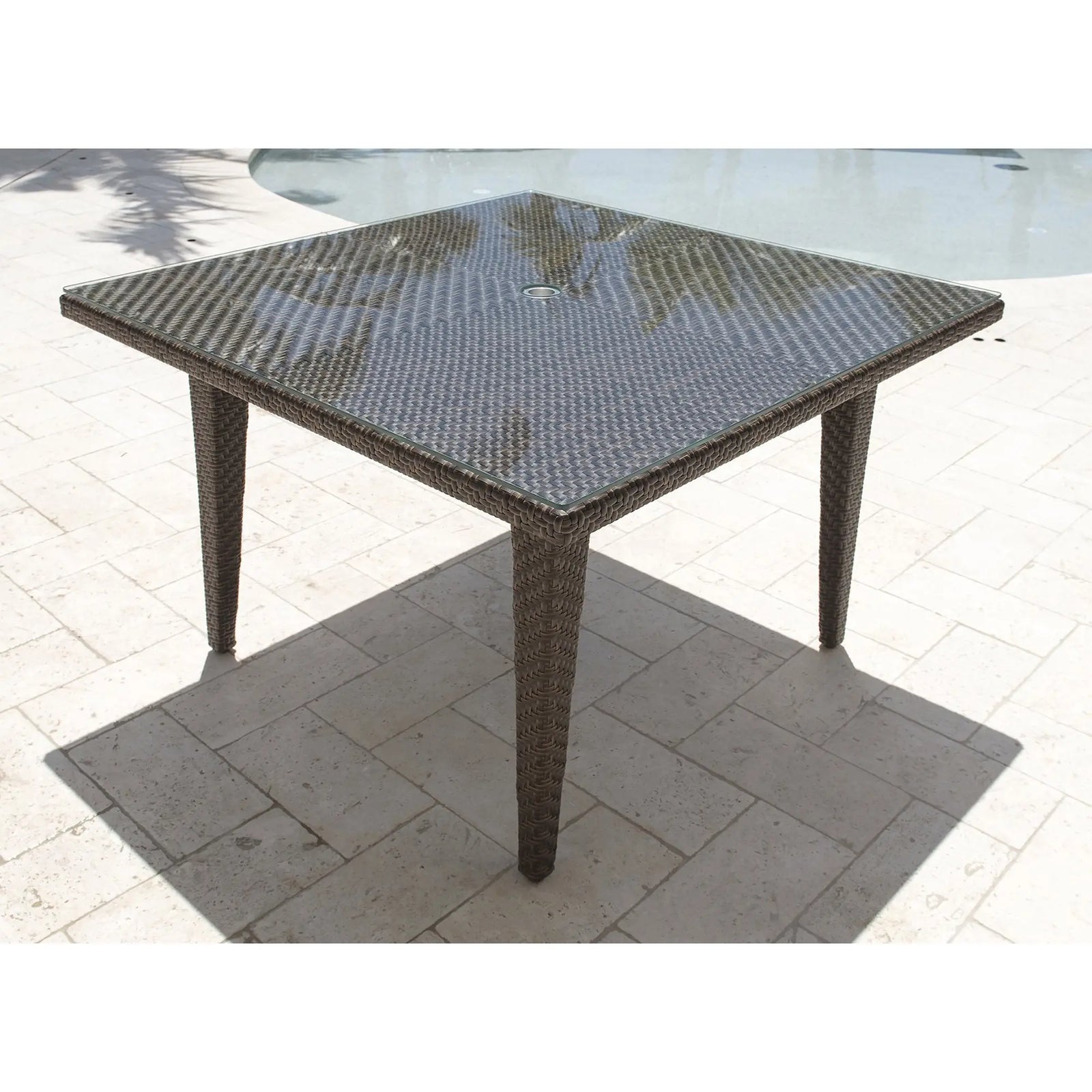 Panama Jack Oasis Square Table w/glass PJO-2201-JBP-40-GLASS - BetterPatio.com