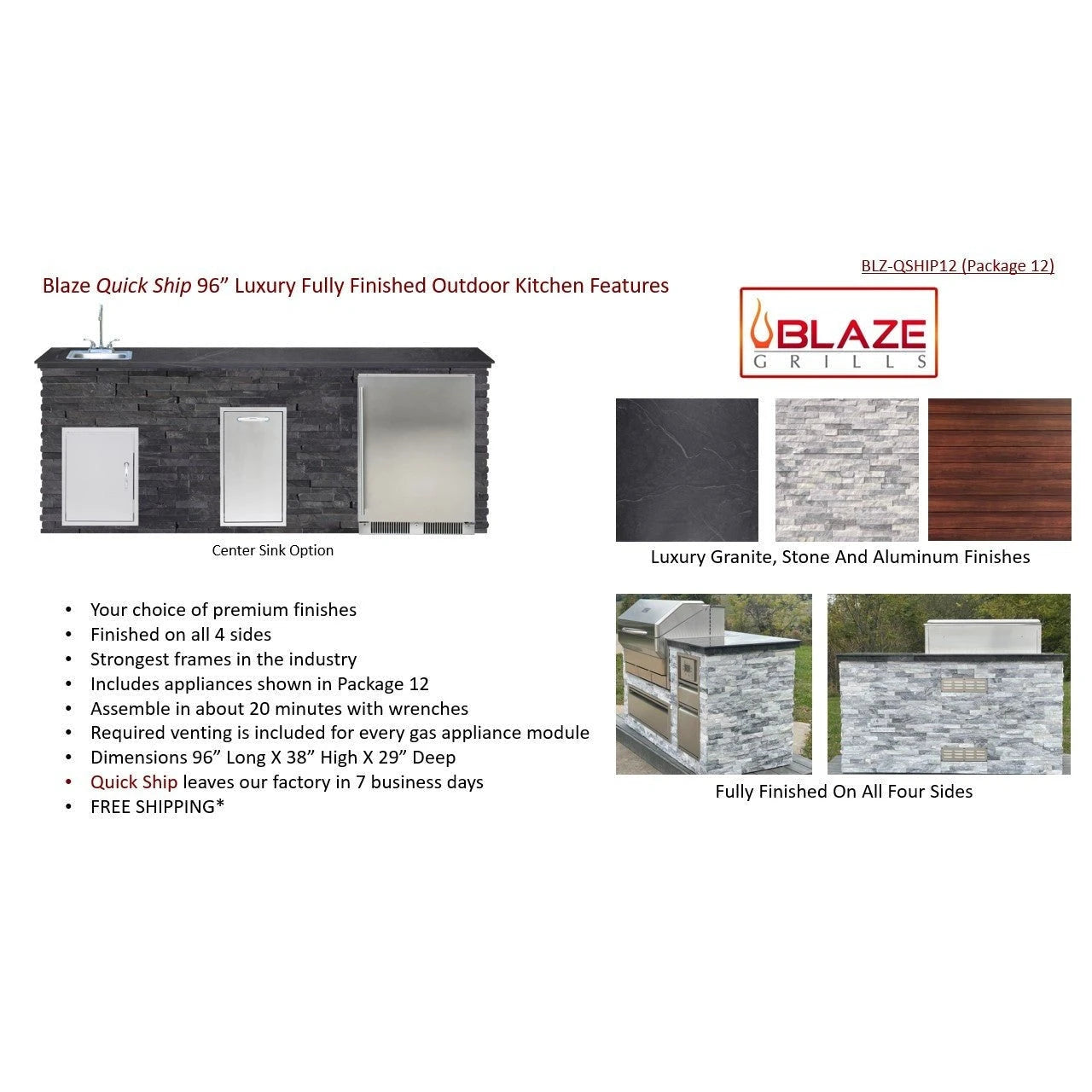 8 Foot Luxury Bar Island with Blaze Appliances // BetterPatio.com