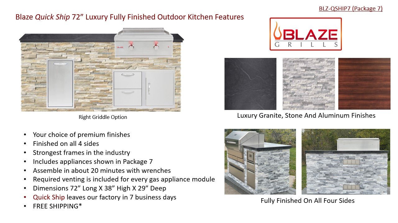 6 Foot Outdoor Kitchen with Blaze Griddle and Trash Drawer // BetterPatio.com