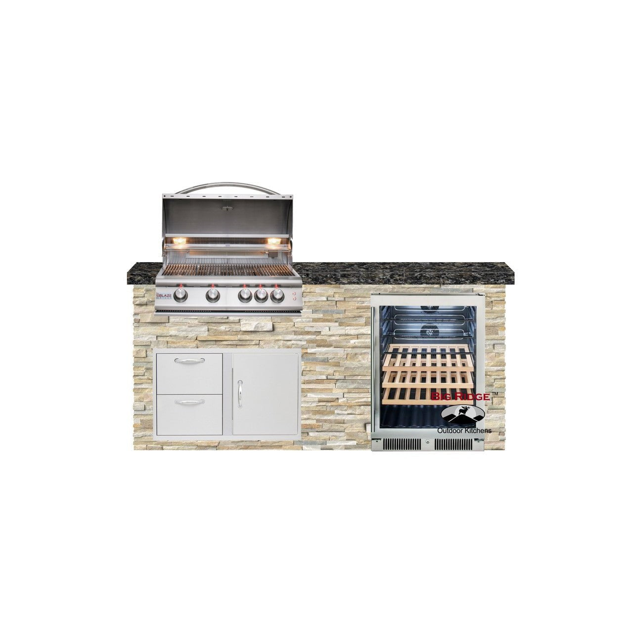 Big Ridge Outdoor KitchensBig Ridge Outdoor Kitchens Blaze Quick Ship 72 Inch Luxury Finished Outdoor Kitchen PKG 3 BLZ-QSHIP3-L- BetterPatio.com
