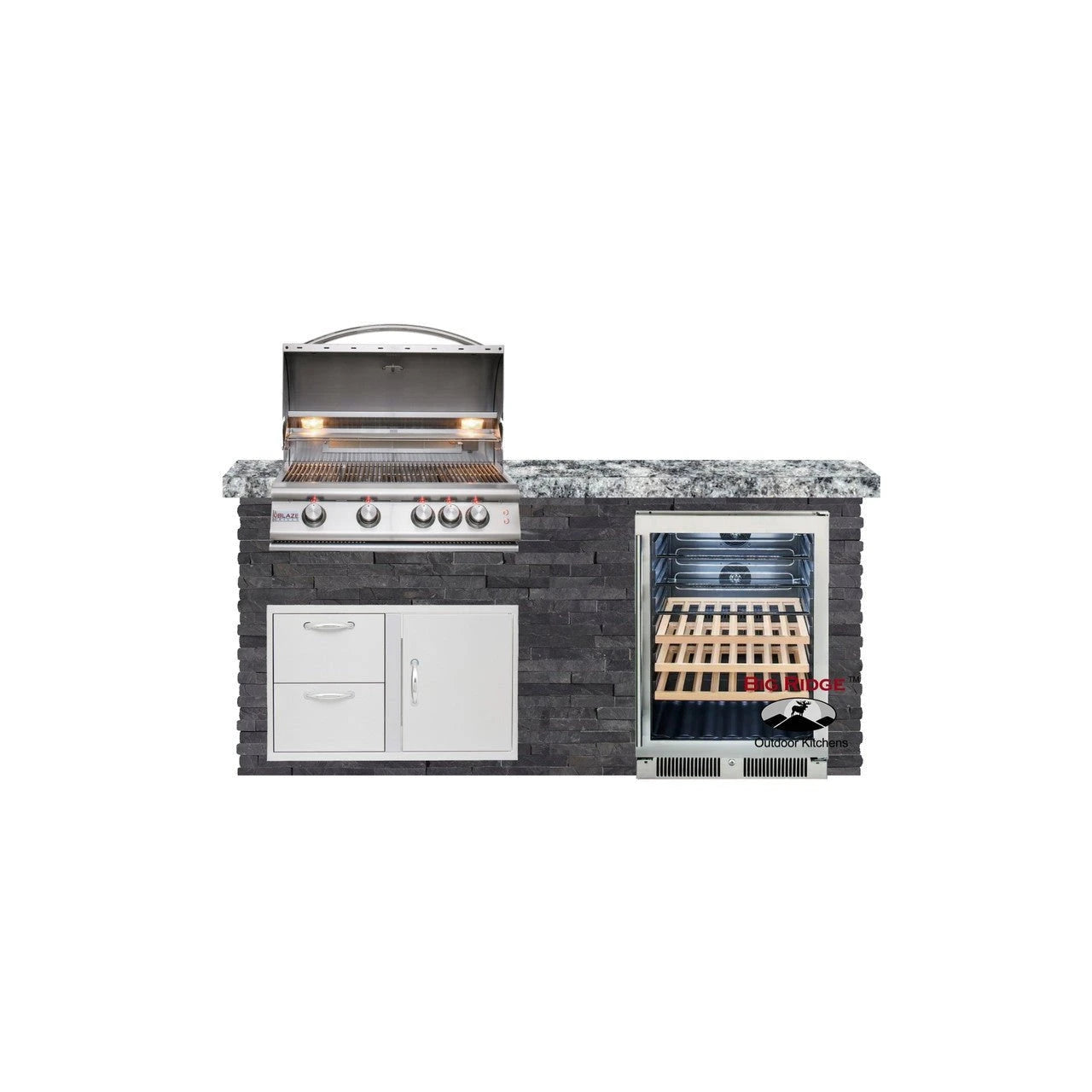 Big Ridge Outdoor KitchensBig Ridge Outdoor Kitchens Blaze Quick Ship 72 Inch Luxury Finished Outdoor Kitchen PKG 3 BLZ-QSHIP3-L- BetterPatio.com