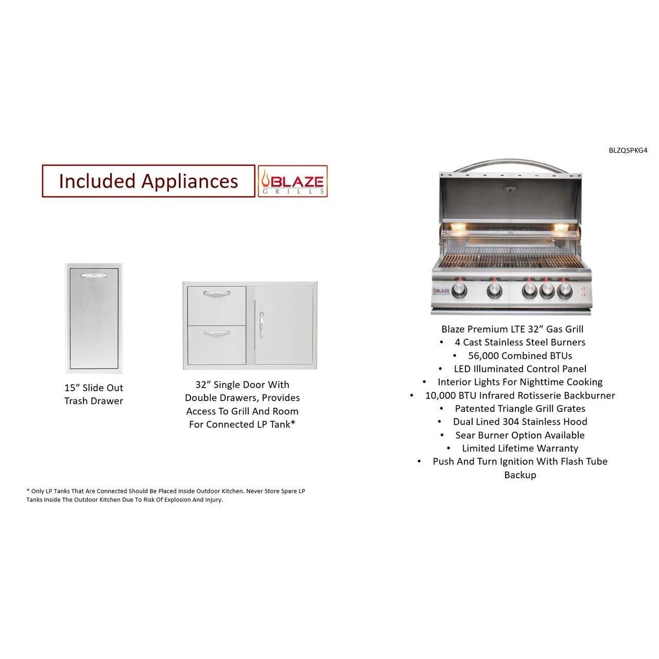 Big Ridge Outdoor KitchensBig Ridge Outdoor Kitchens Blaze Quick Ship 72" Luxury Finished Outdoor Kitchen PKG 4 BLZ-QSHIP4_L- BetterPatio.com