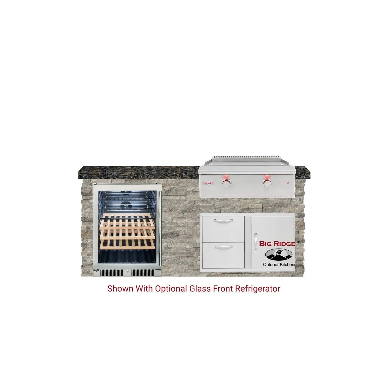 6 Foot Quick Ship Luxury Outdoor Kitchen with Blaze Griddle, Fridge // BetterPatio.com