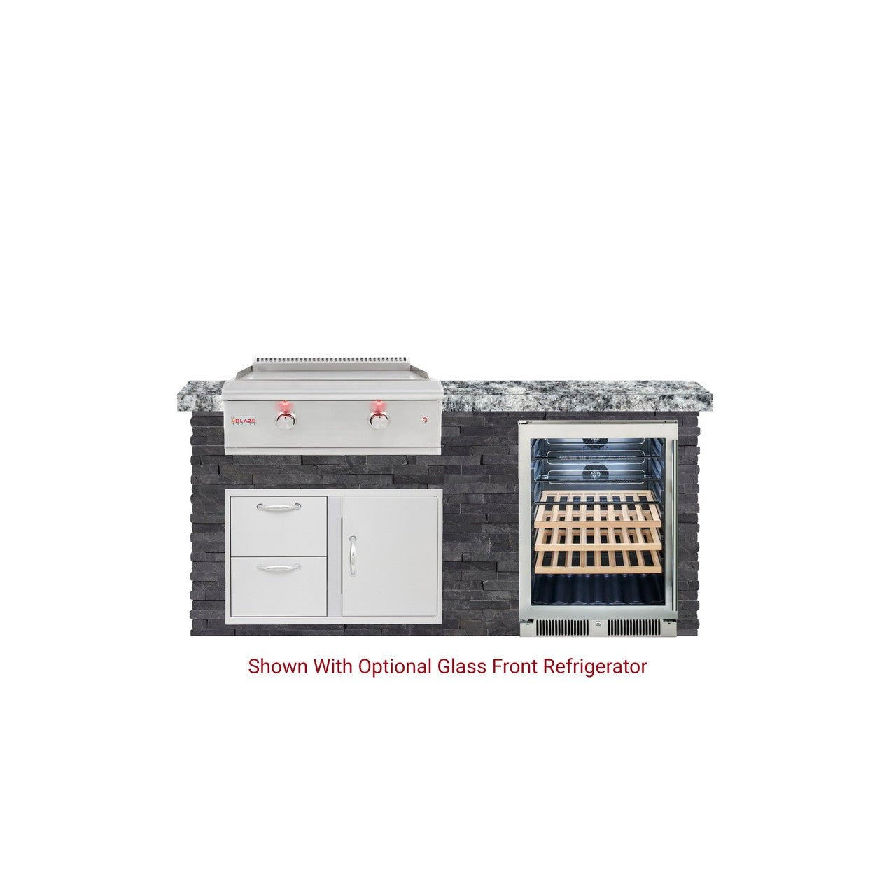 6 Foot Quick Ship Luxury Outdoor Kitchen with Blaze Griddle, Fridge // BetterPatio.com
