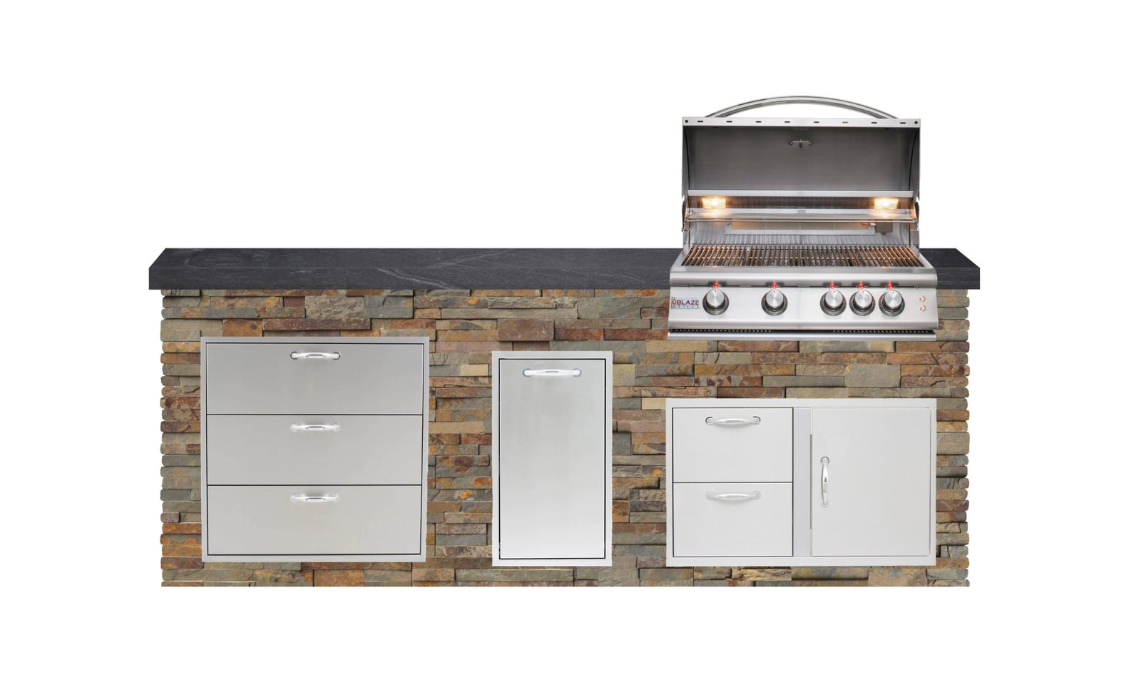 Big Ridge Outdoor KitchensBig Ridge Outdoor Kitchens Blaze Quick Ship 96" Luxury Finished Outdoor Kitchen PKG 1 BLZ-QSHIP1_left- BetterPatio.com