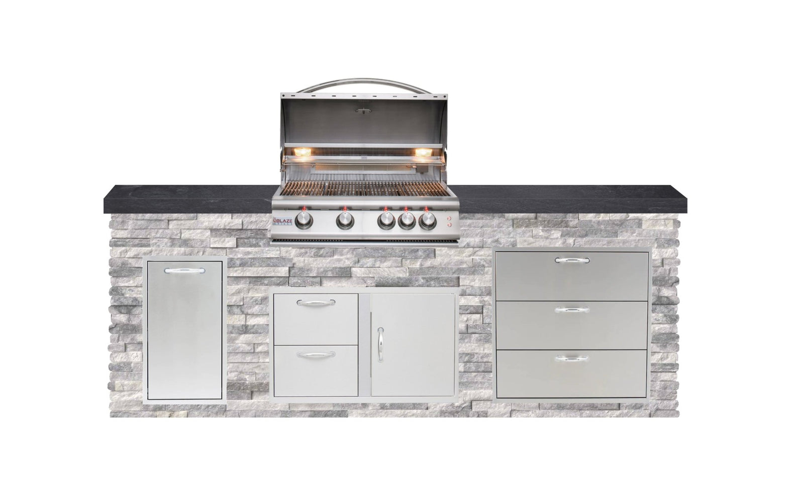 Big Ridge Outdoor KitchensBig Ridge Outdoor Kitchens Blaze Quick Ship 96" Luxury Finished Outdoor Kitchen PKG 1 BLZ-QSHIP1_left- BetterPatio.com