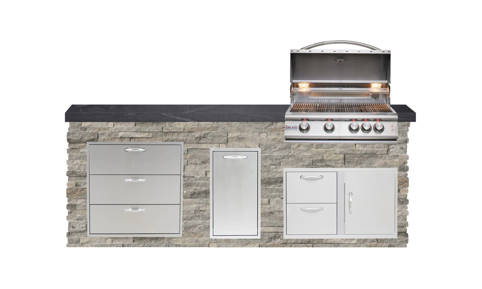 Big Ridge Outdoor KitchensBig Ridge Outdoor Kitchens Blaze Quick Ship 96" Luxury Finished Outdoor Kitchen PKG 1 BLZ-QSHIP1_left- BetterPatio.com