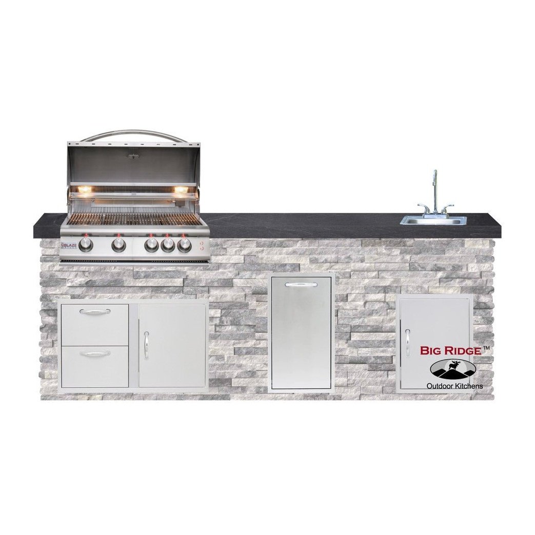 Big Ridge Outdoor KitchensBig Ridge Outdoor Kitchens Blaze Quick Ship 96" Luxury Finished Outdoor Kitchen PKG 9 BLZ-QSHIP9_left- BetterPatio.com