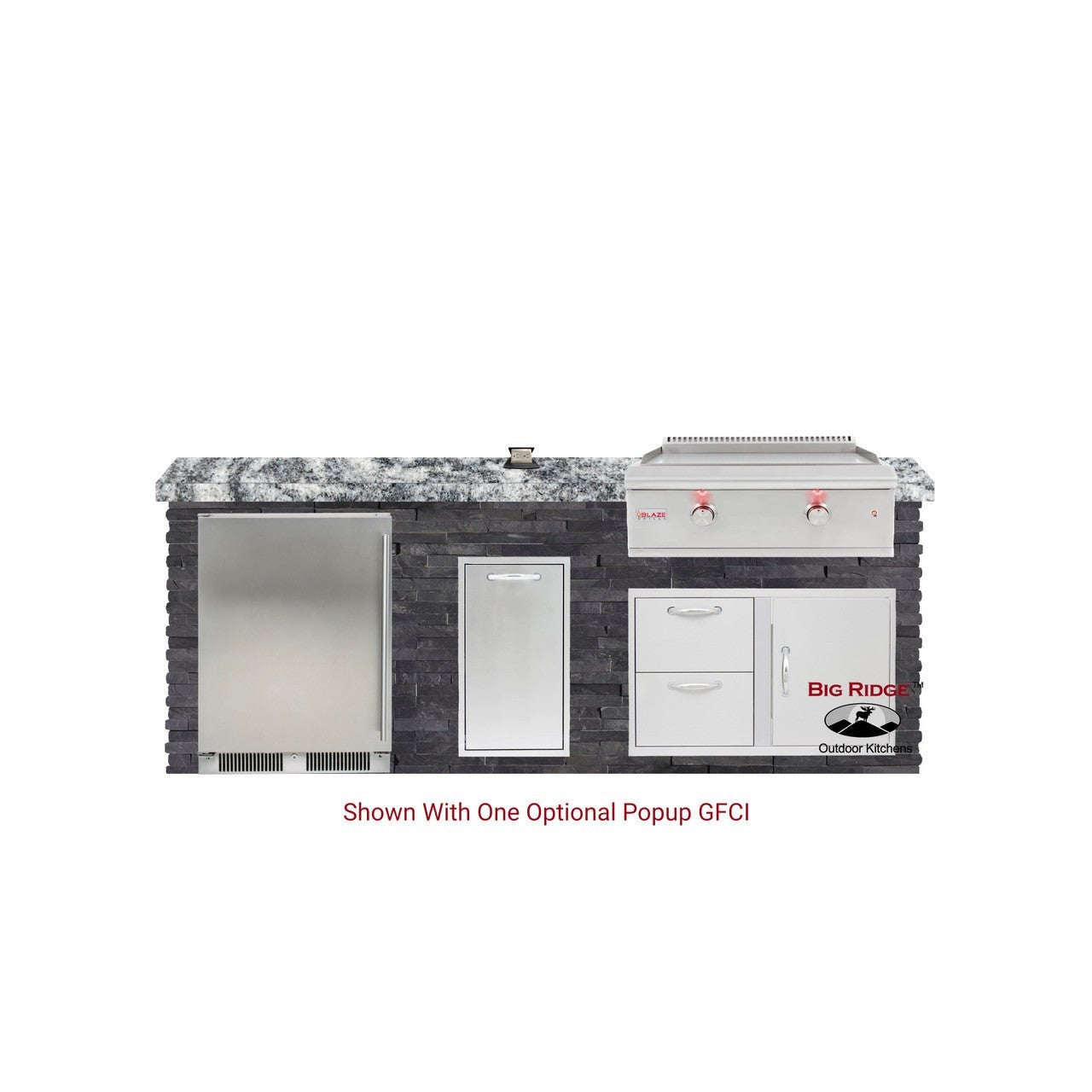 8 Foot Quick Ship Luxury Outdoor Kitchen with Blaze Griddle, Fridge // BetterPatio.com