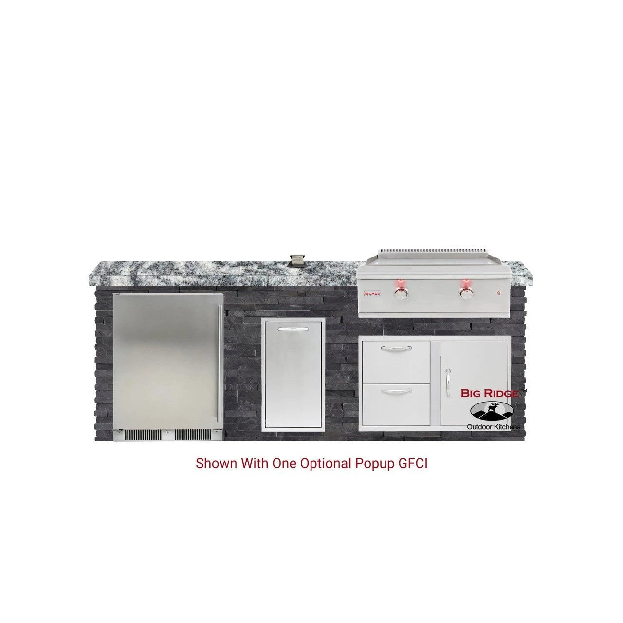 8 Foot Quick Ship Luxury Outdoor Kitchen with Blaze Griddle, Fridge // BetterPatio.com