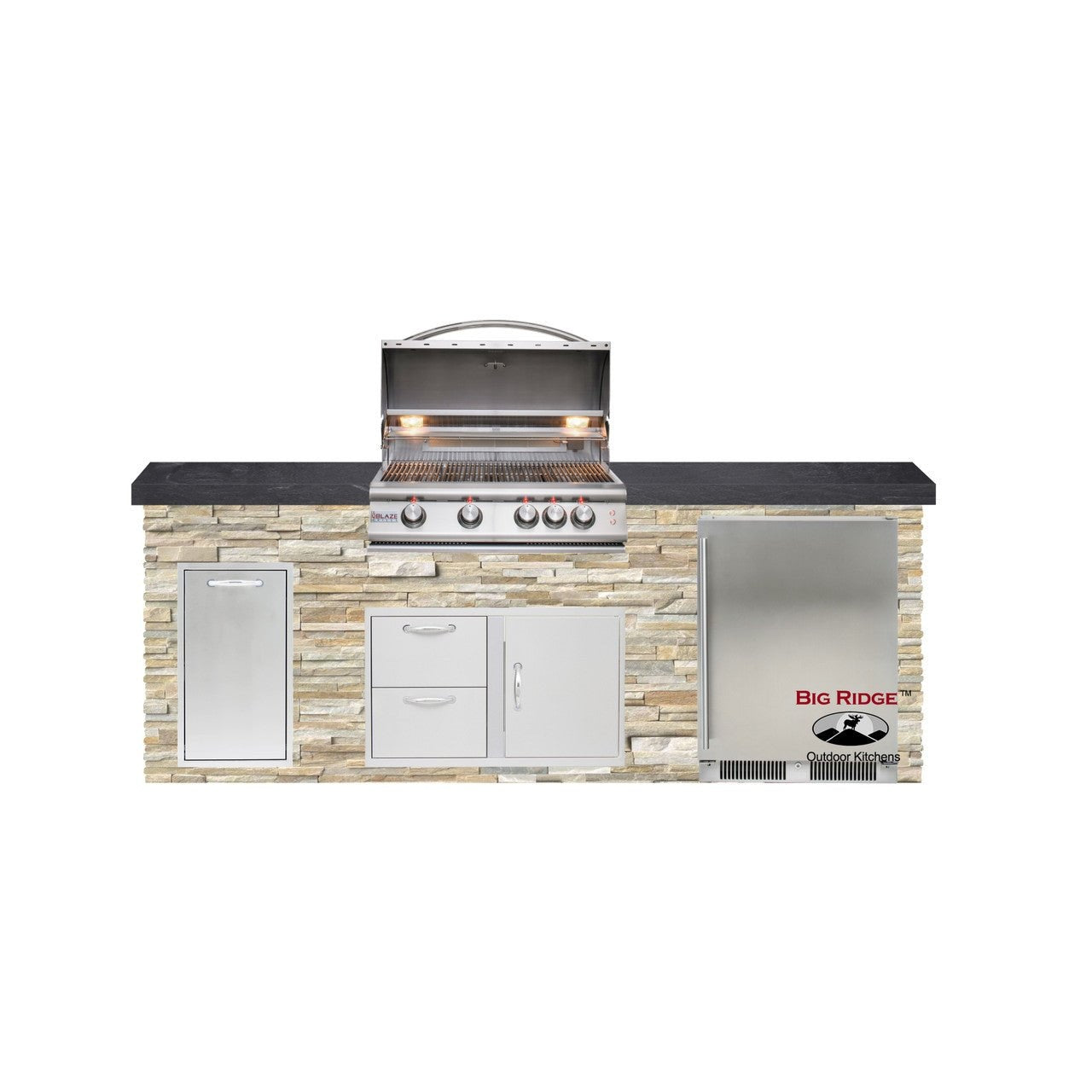 Big Ridge Outdoor KitchensBig Ridge Outdoor Kitchens Blaze Quick Ship 96" Outdoor Kitchen with Grill, Fridge PKG 2 BLZ-QSHIP2_center- BetterPatio.com