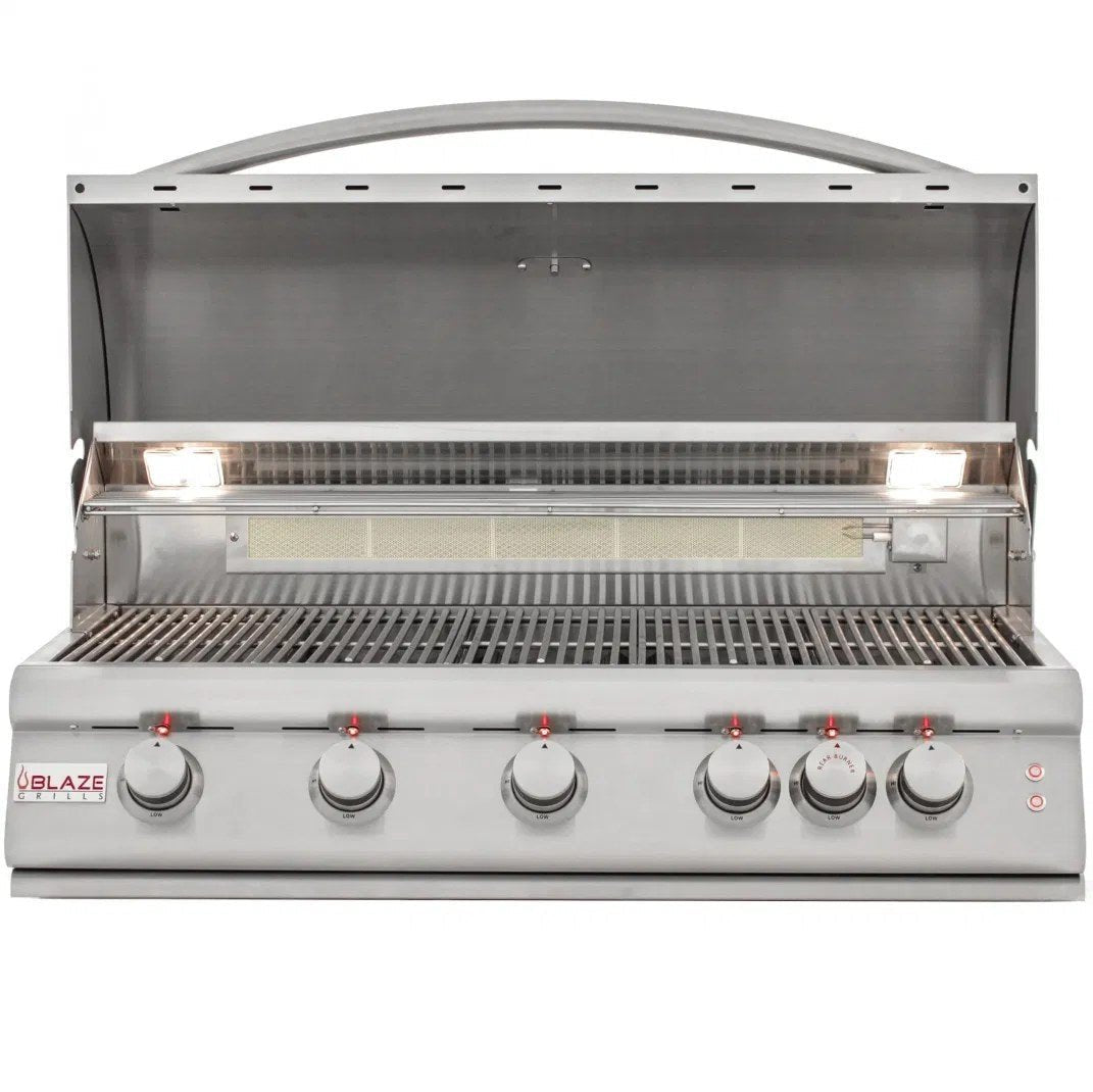 BlazeBlaze 40 Inch 5-Burner Premium LTE Gas Grill With Rear Burner and Built-in Lighting System BLZ-5LTE2-LP- BetterPatio.com