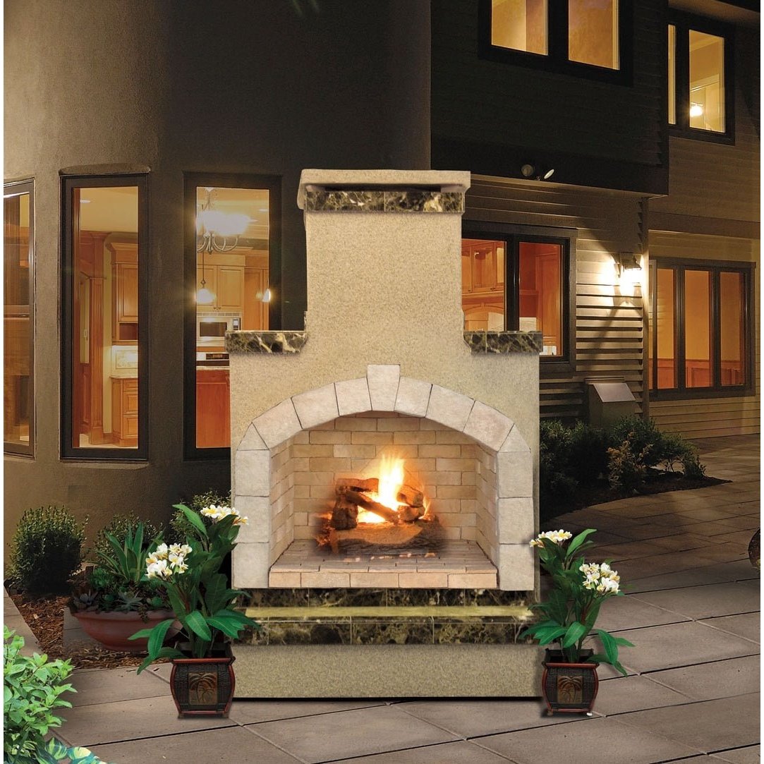 Cal FlameCal Flame 78 inch Outdoor Fireplace with Hearth FRP-908-2 FRP-908-2- BetterPatio.com