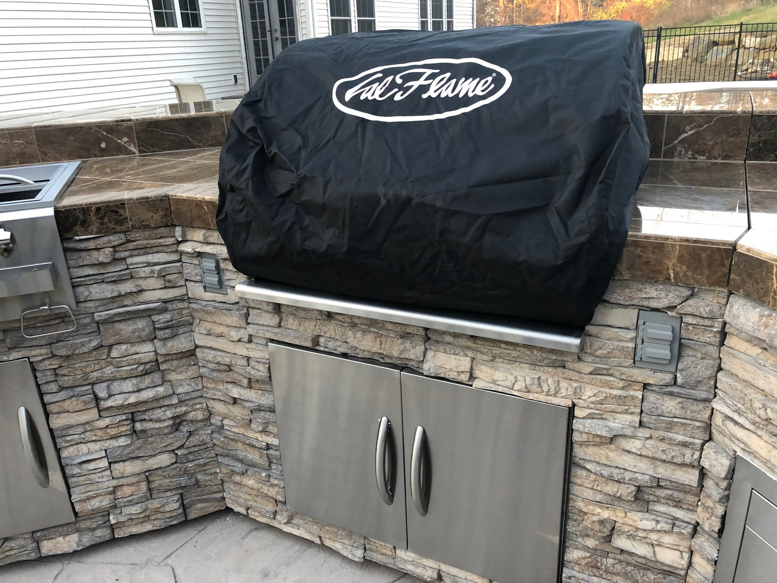 Cal FlameCal Flame Customizable 15 Foot Grand Pavilion BBQ Island with Bar Seating GPV3100 GPV3100- BetterPatio.com