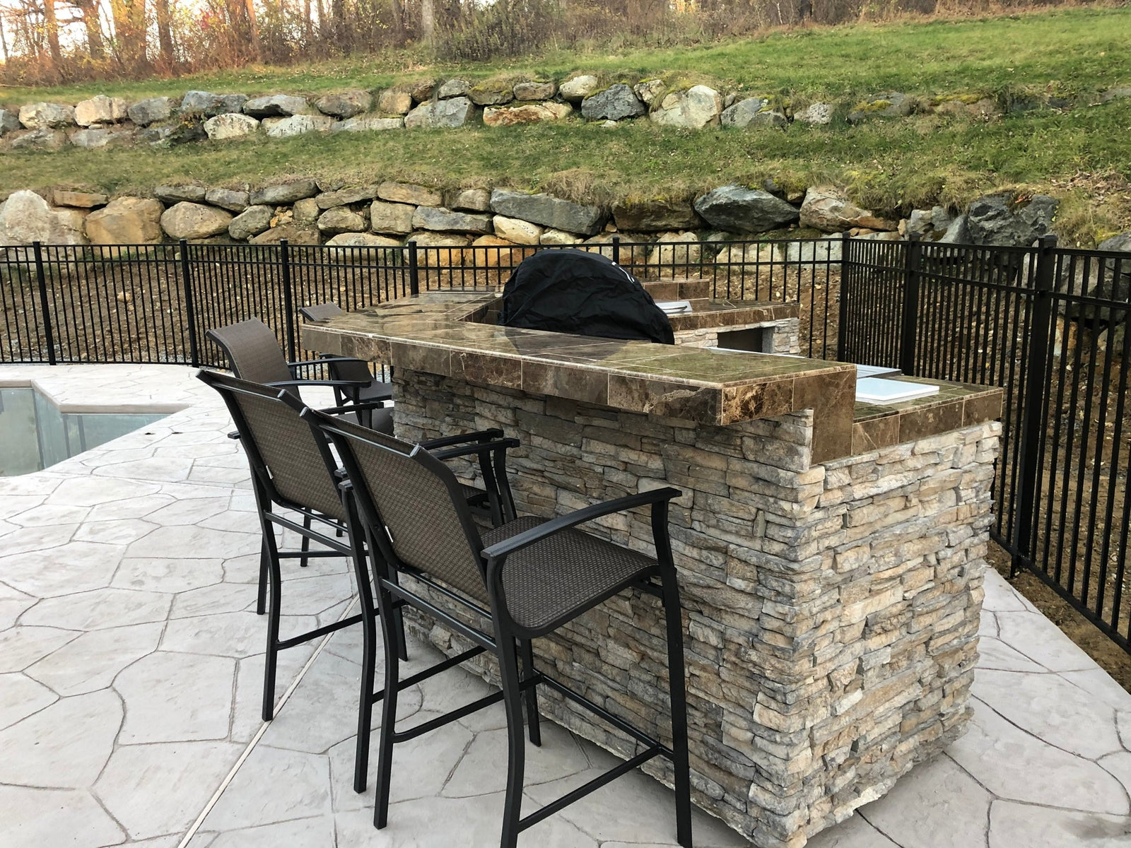 Cal FlameCal Flame Customizable 15 Foot Grand Pavilion BBQ Island with Bar Seating GPV3100 GPV3100- BetterPatio.com