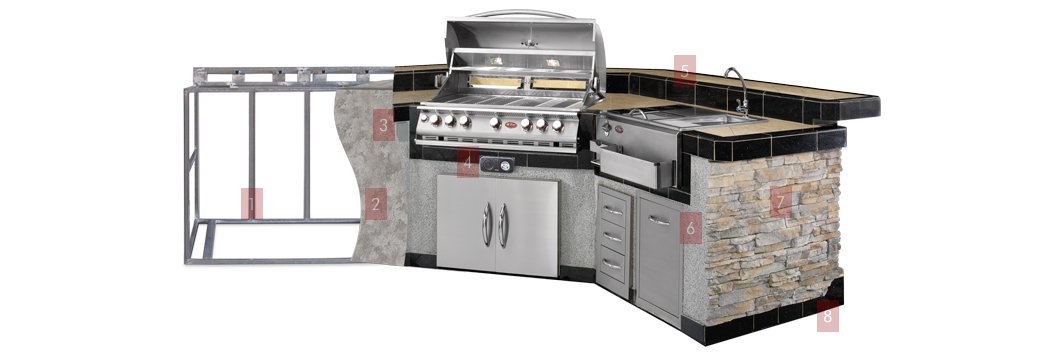 Cal FlameCal Flame Customizable 15 Foot Grand Pavilion BBQ Island with Bar Seating GPV3100 GPV3100- BetterPatio.com