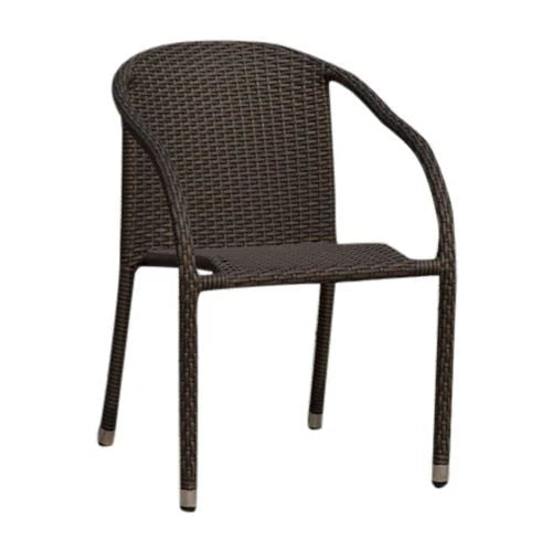 Hospitality Rattan Stackable Woven Arm Chair 1147-BRW - BetterPatio.com