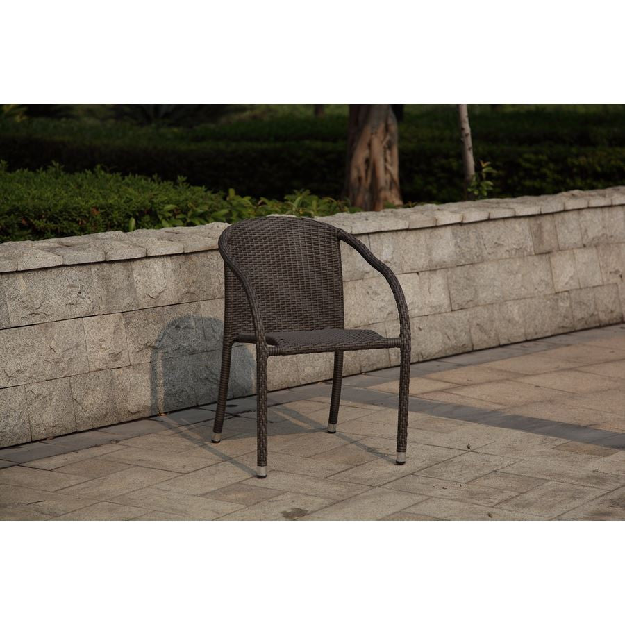 Hospitality Rattan Stackable Woven Arm Chair 1147-BRW - BetterPatio.com
