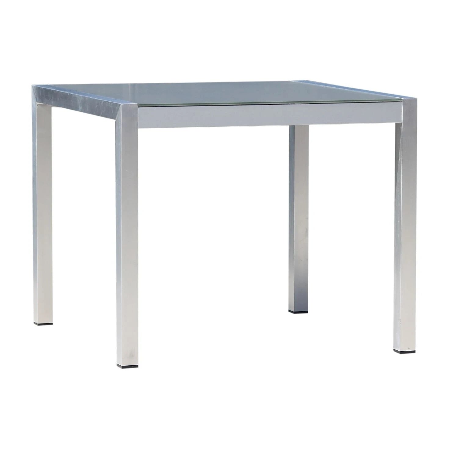 Hospitality Rattan Square Dining Table W/Glass 1430-GRY - BetterPatio.com