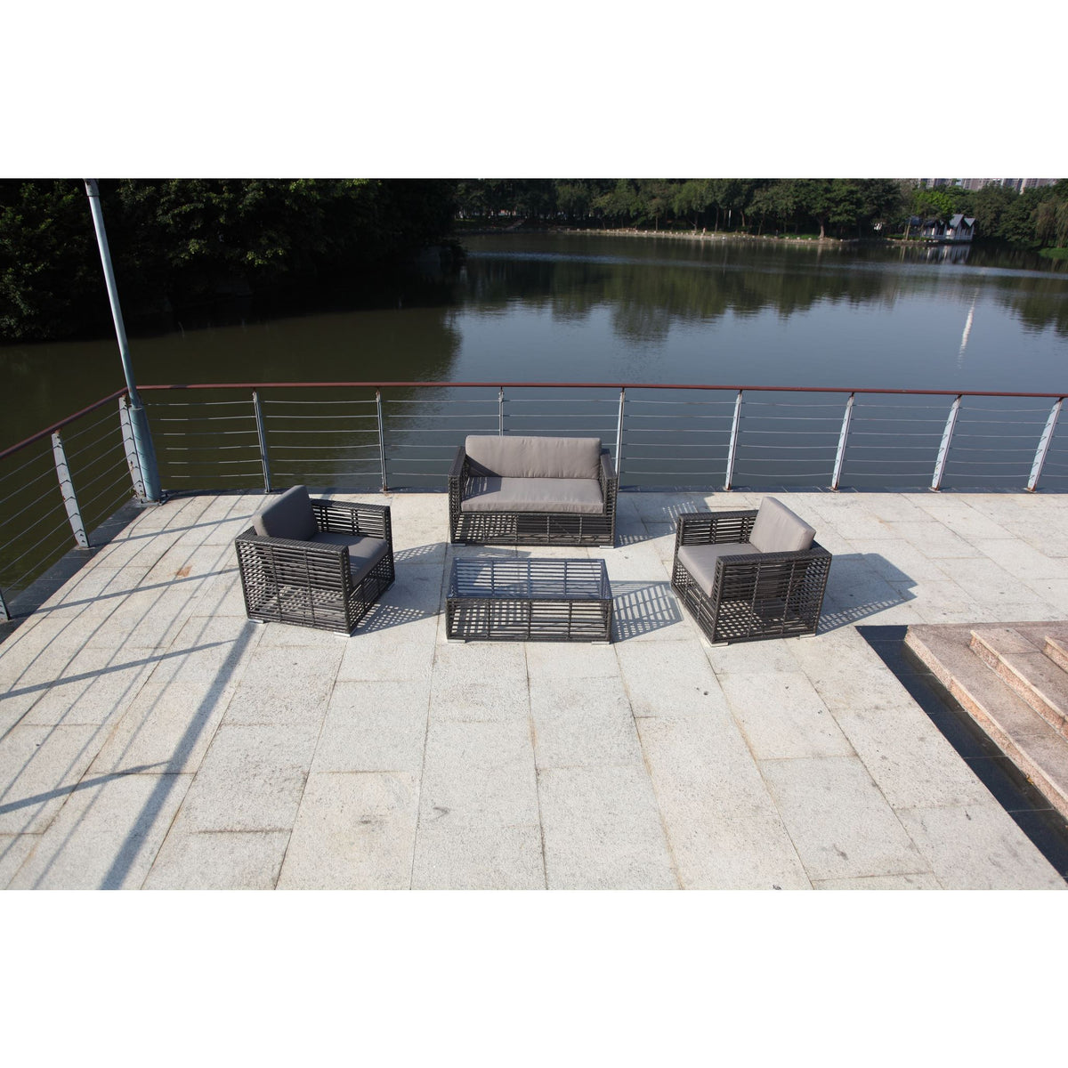 Hospitality Rattan 4 Pc Wicker Conversation / Living Set 1461-GRY-4PC-SET - BetterPatio.com