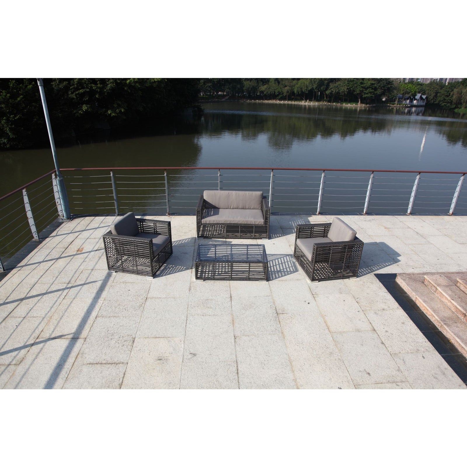 Hospitality Rattan 4 Pc Wicker Conversation / Living Set 1461-GRY-4PC-SET - BetterPatio.com