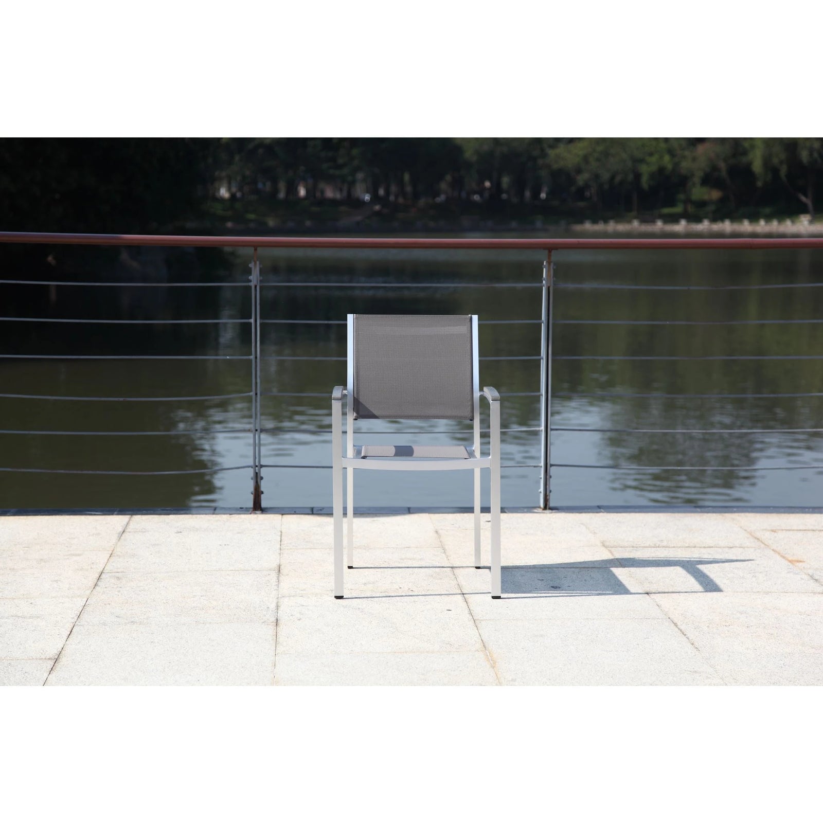 Hospitality Rattan Sling Armchair 1510AC-GRY - BetterPatio.com