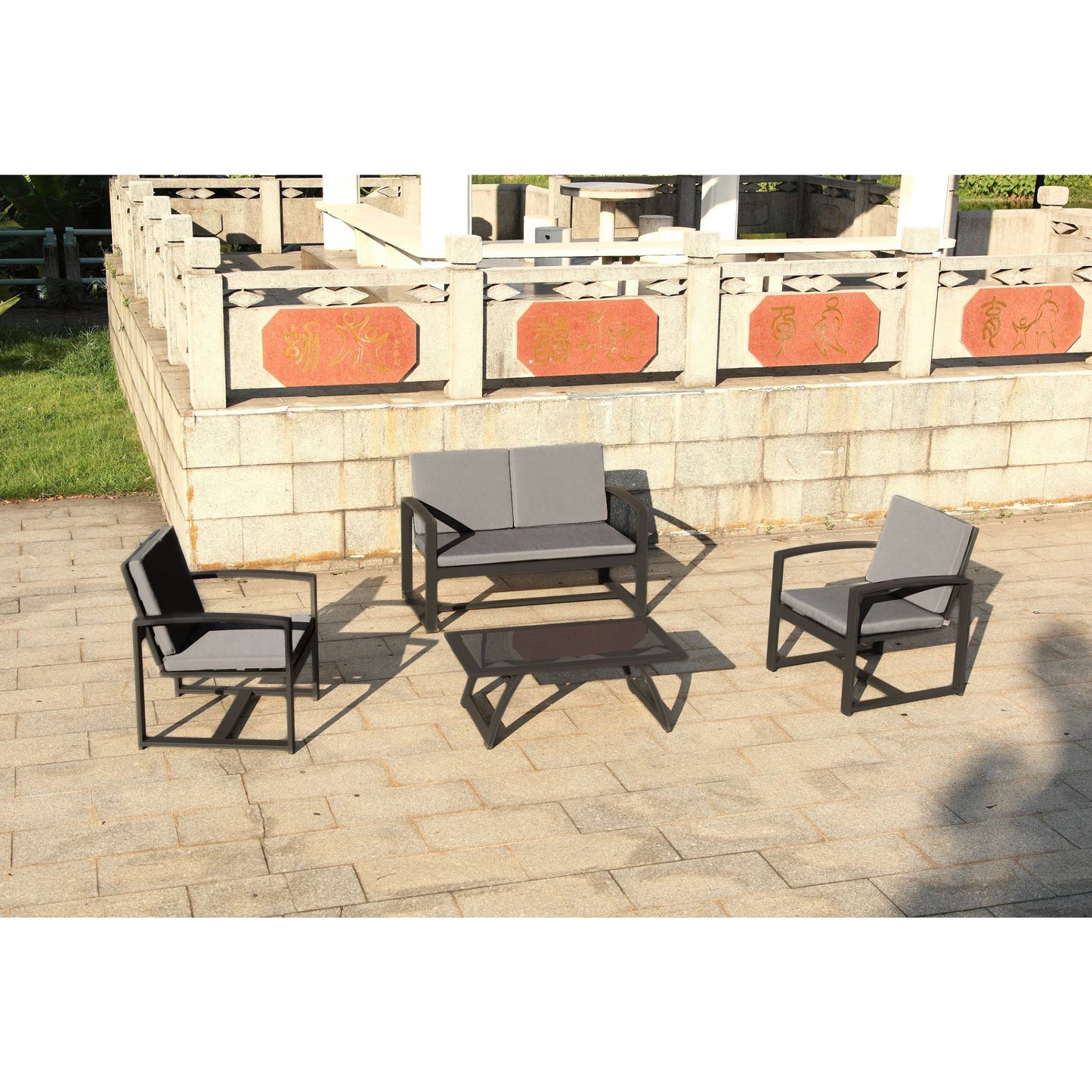 Hospitality Rattan Sapphire 4 Pc Conversation / Living Set 1616-GRY-4PC-SET - BetterPatio.com