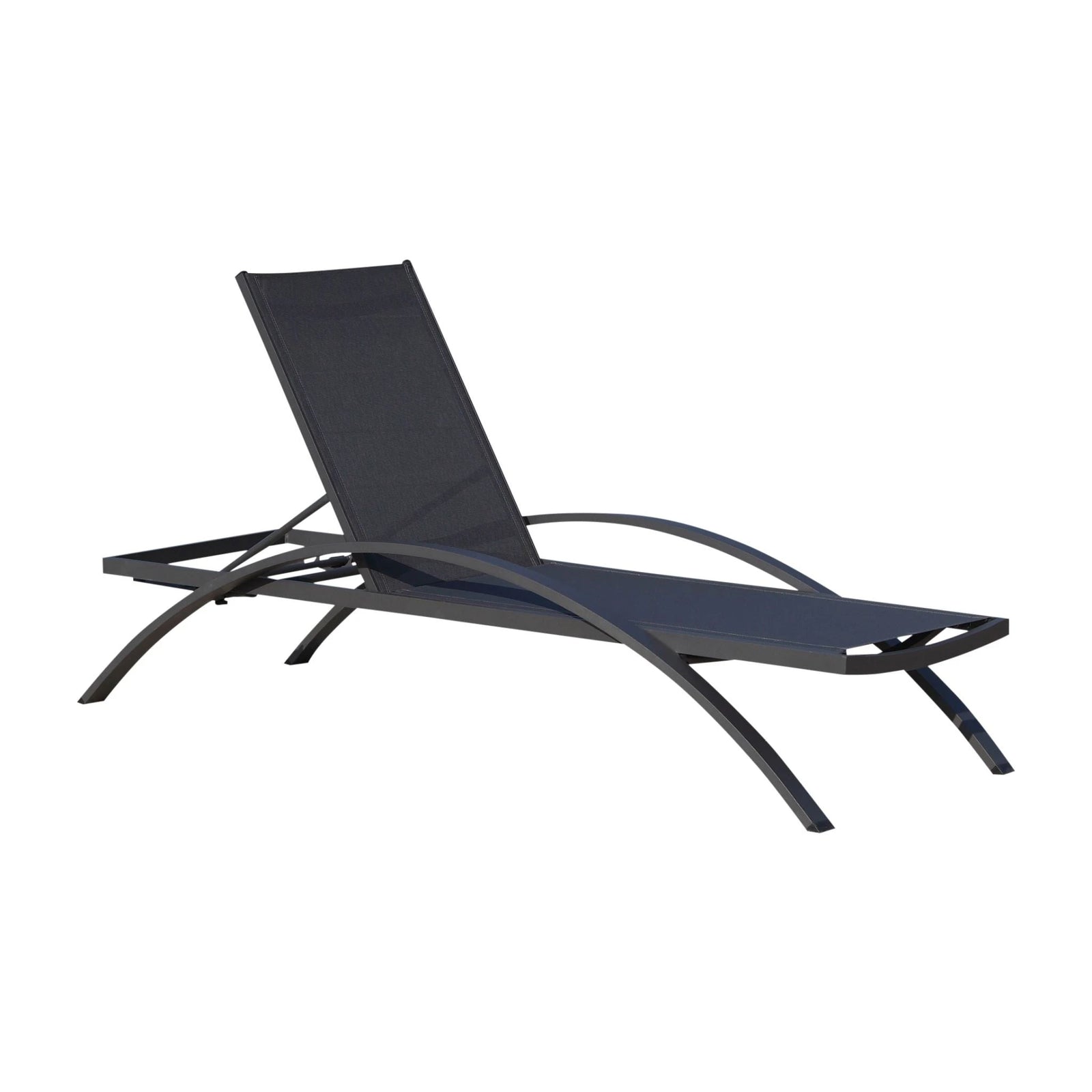 Hospitality Rattan Sapphire Aluminum Sling Lounger 1647-GRY - BetterPatio.com