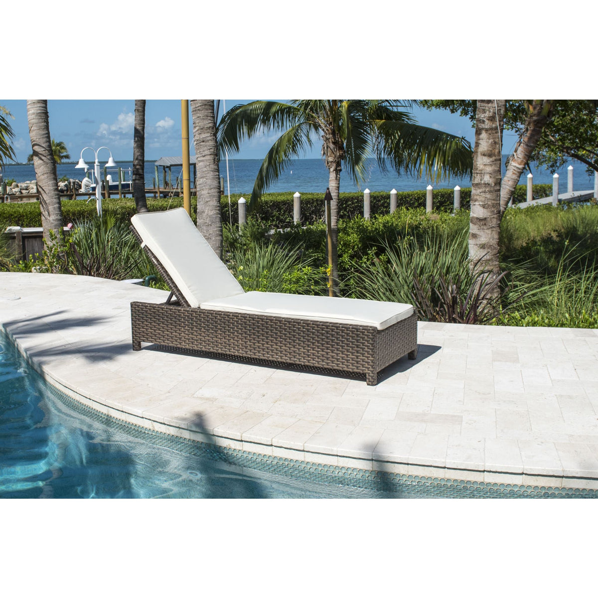 Hospitality Rattan Fiji Chaise Lounge w/cushion 901-1348-ATQ-CL-CUSH - BetterPatio.com