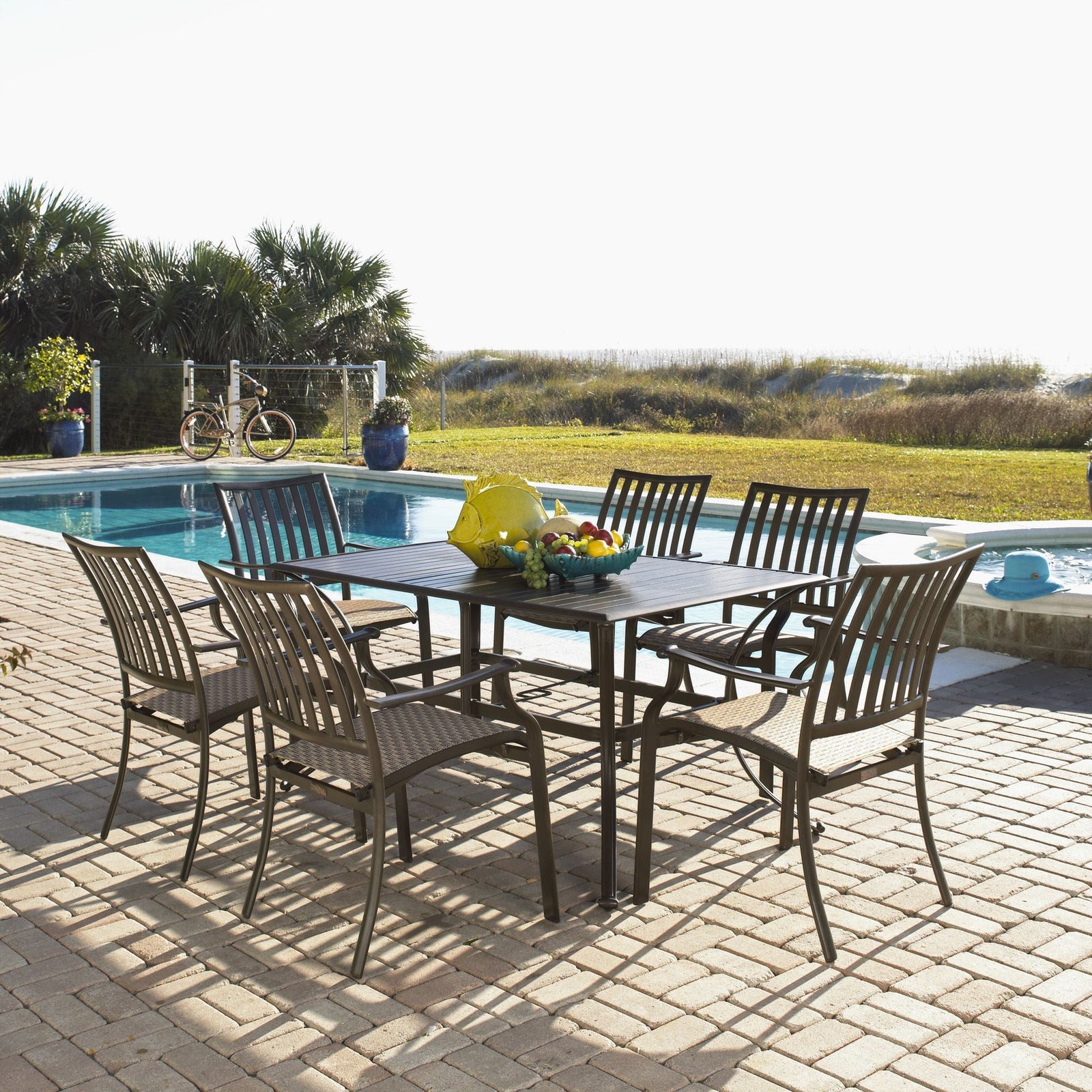 Panama Jack Island Breeze 7 Piece Slatted Dining Set PJO-1001-ESP-7PC - BetterPatio.com