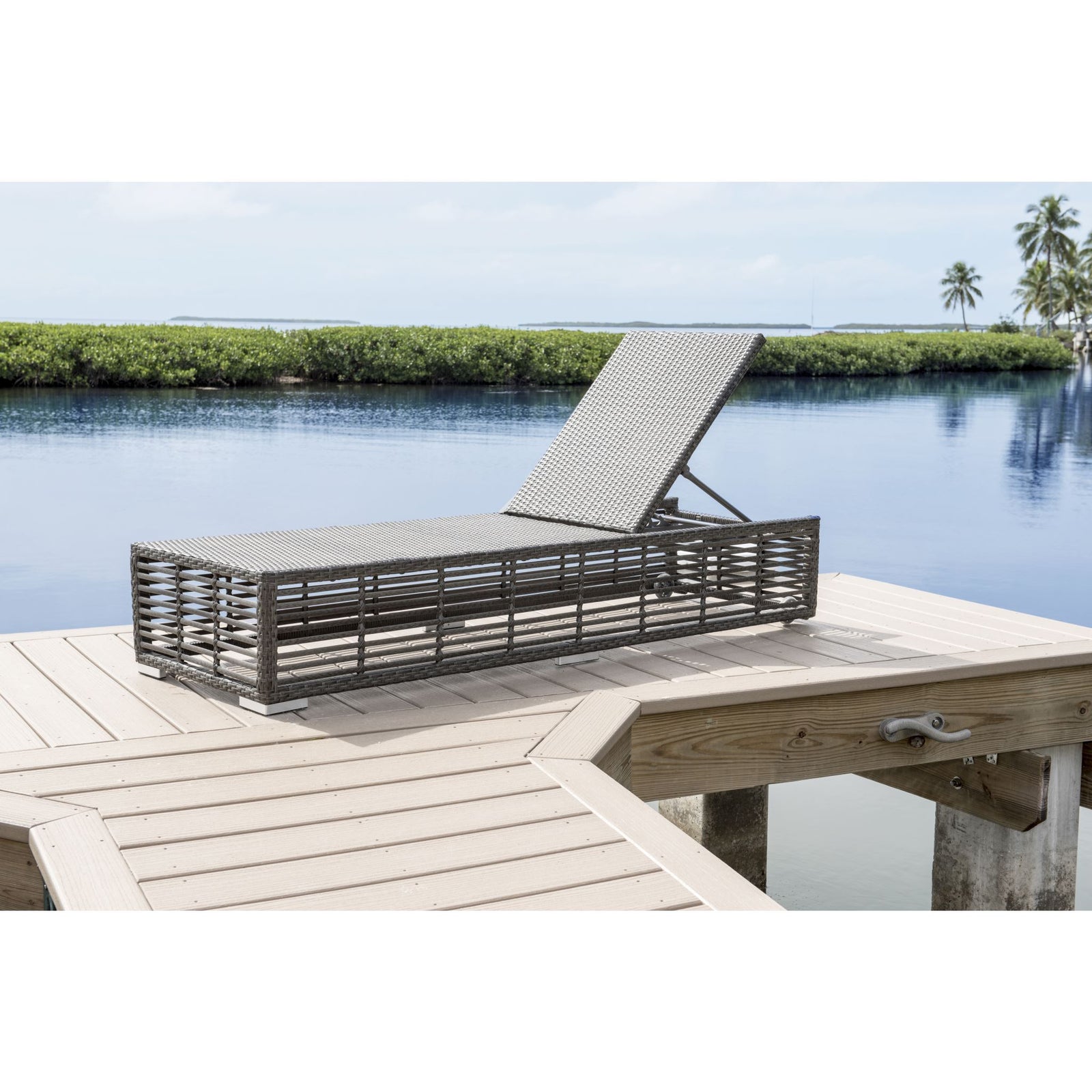 Panama Jack Graphite Chaise Lounge W/Wheels PJO-1601-GRY-CL - BetterPatio.com