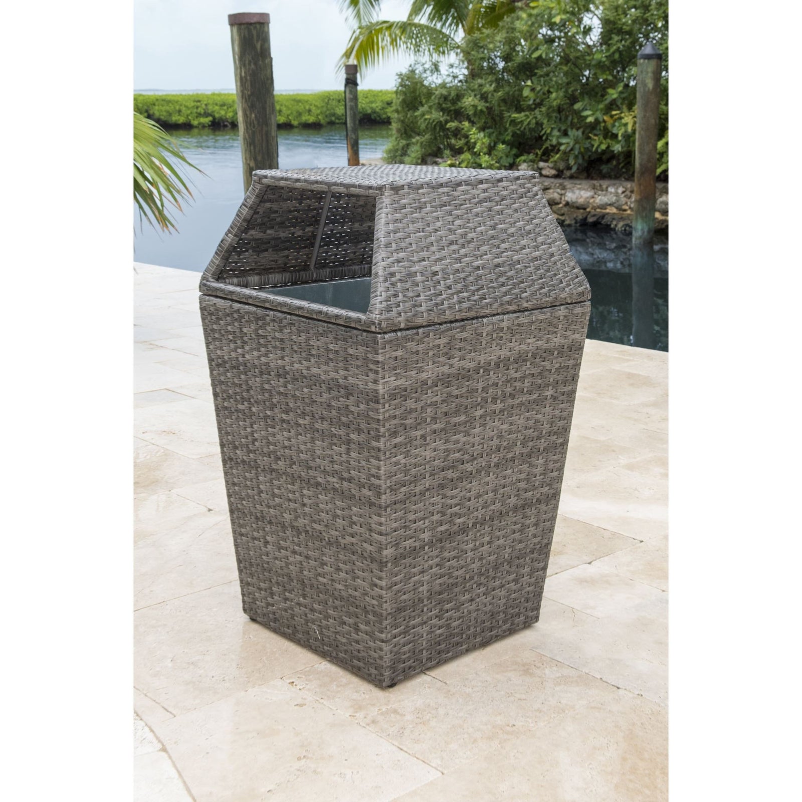 Panama Jack Graphite Garbage Bin PJO-1601-GRY-GB - BetterPatio.com