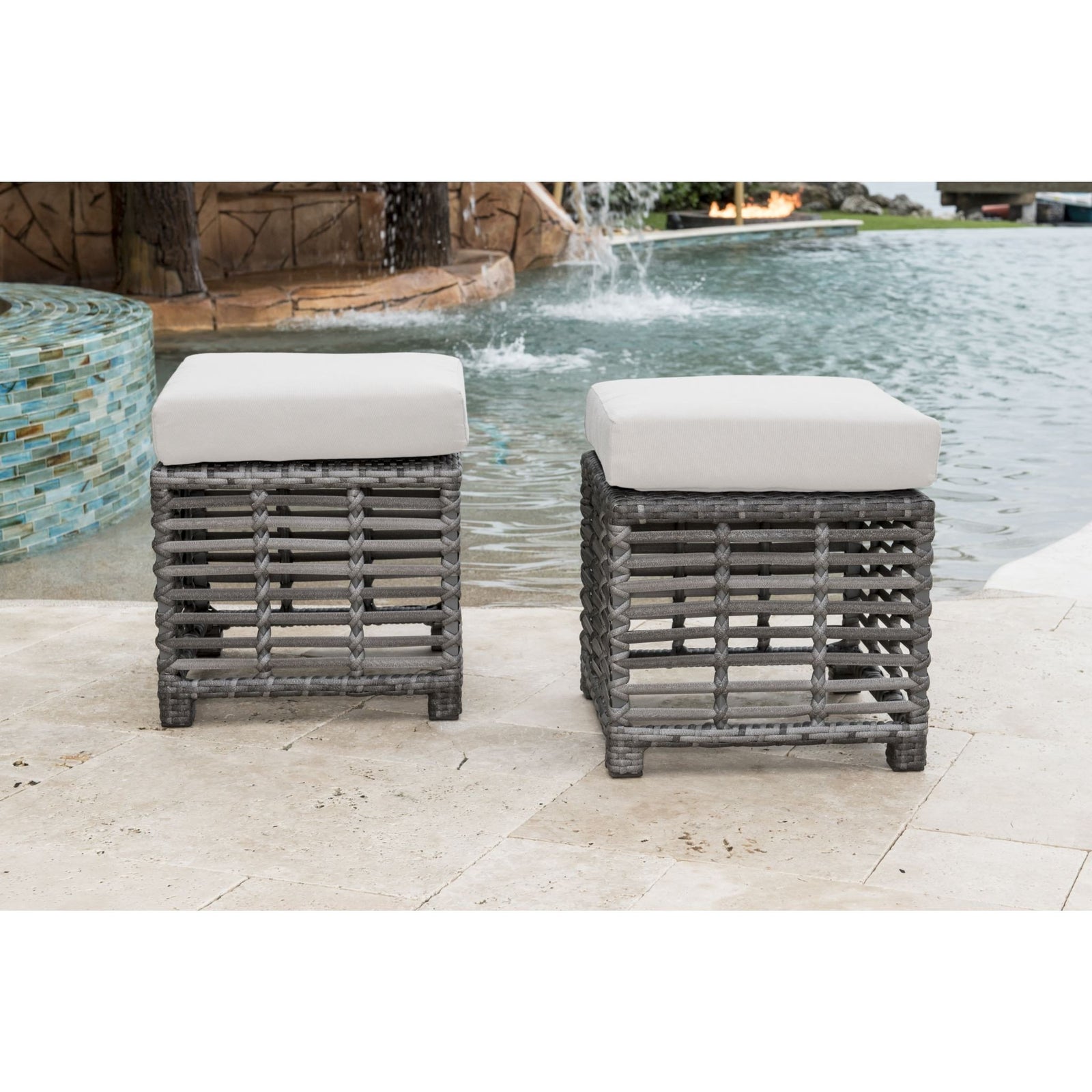 Panama Jack Graphite Set Of 2 Small Ottomans PJO-1601-GRY-S2 - BetterPatio.com
