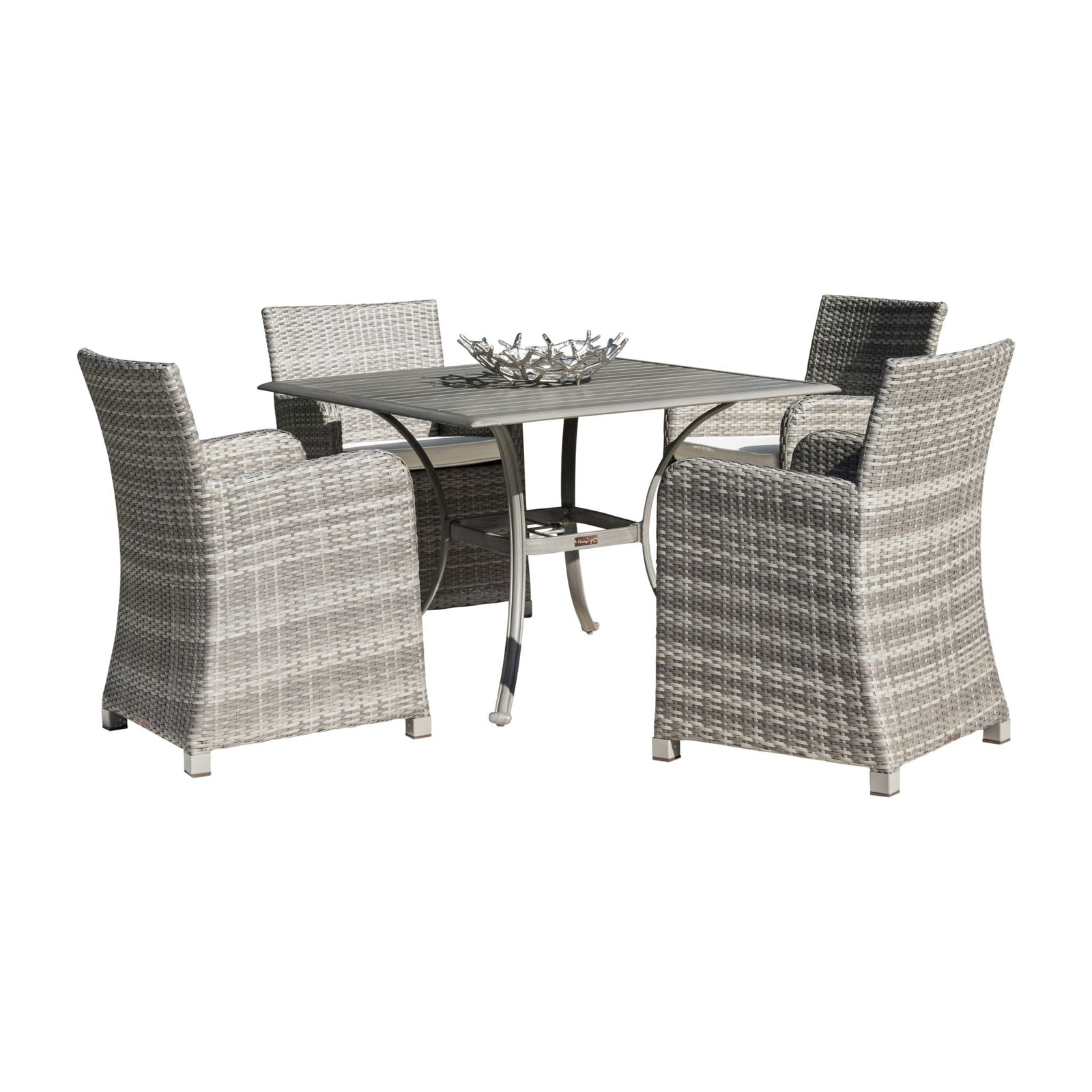 Panama Jack Bridgehampton 5 PC Arm chair Dining Set w/cushions PJO-1701-GRY-5PD-CUSH - BetterPatio.com