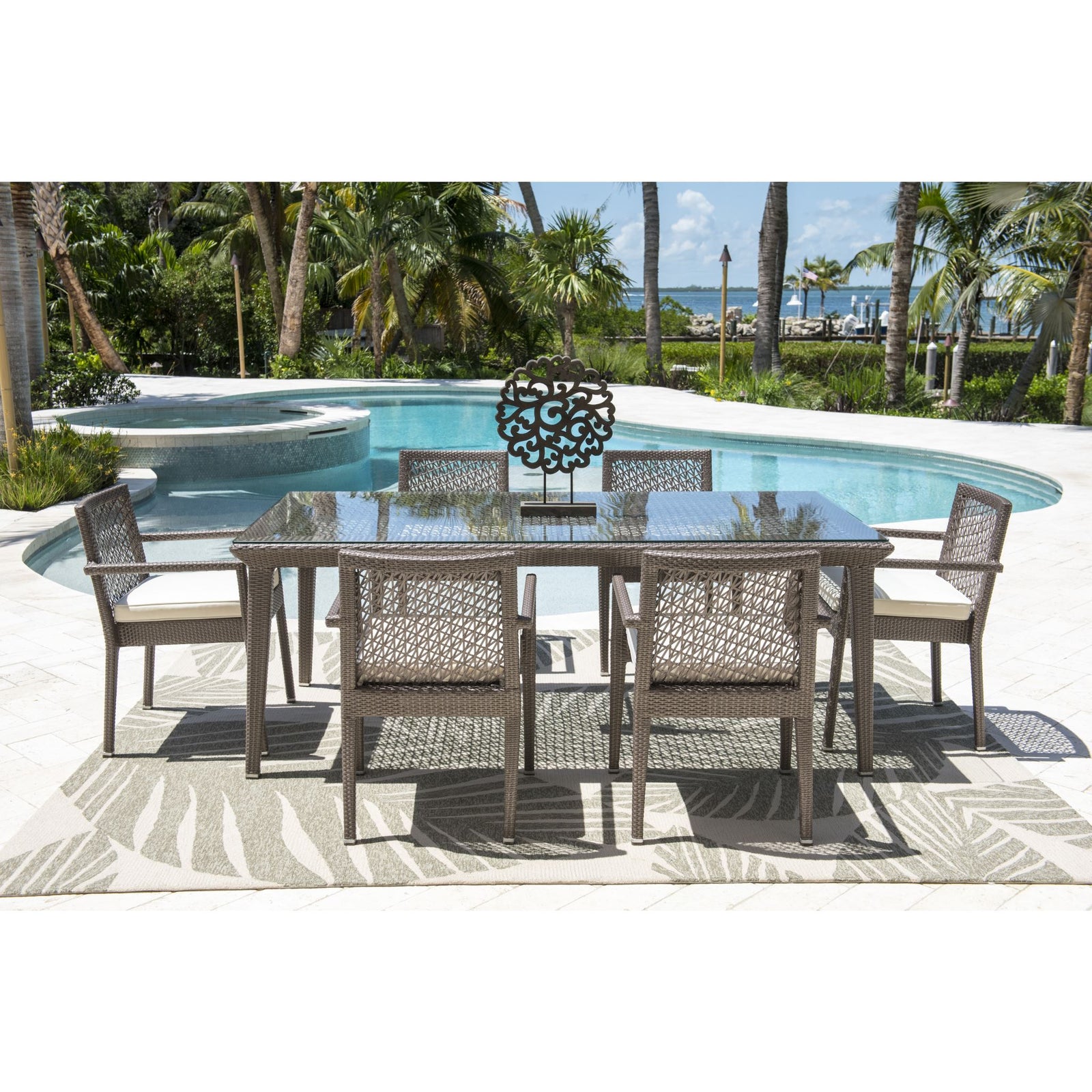 Panama Jack Maldives 7 Piece Dining Set with Armchairs PJO-1801-GRY-7DA - BetterPatio.com