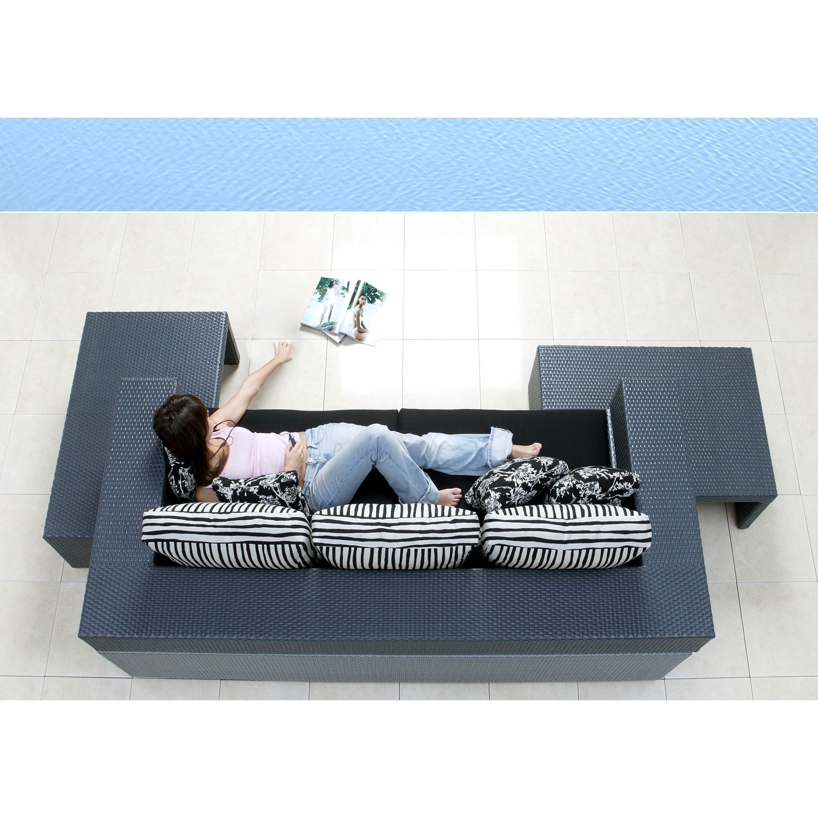 Panama Jack Onyx Sofa w/cushion PJO-1901-BLK-S - BetterPatio.com