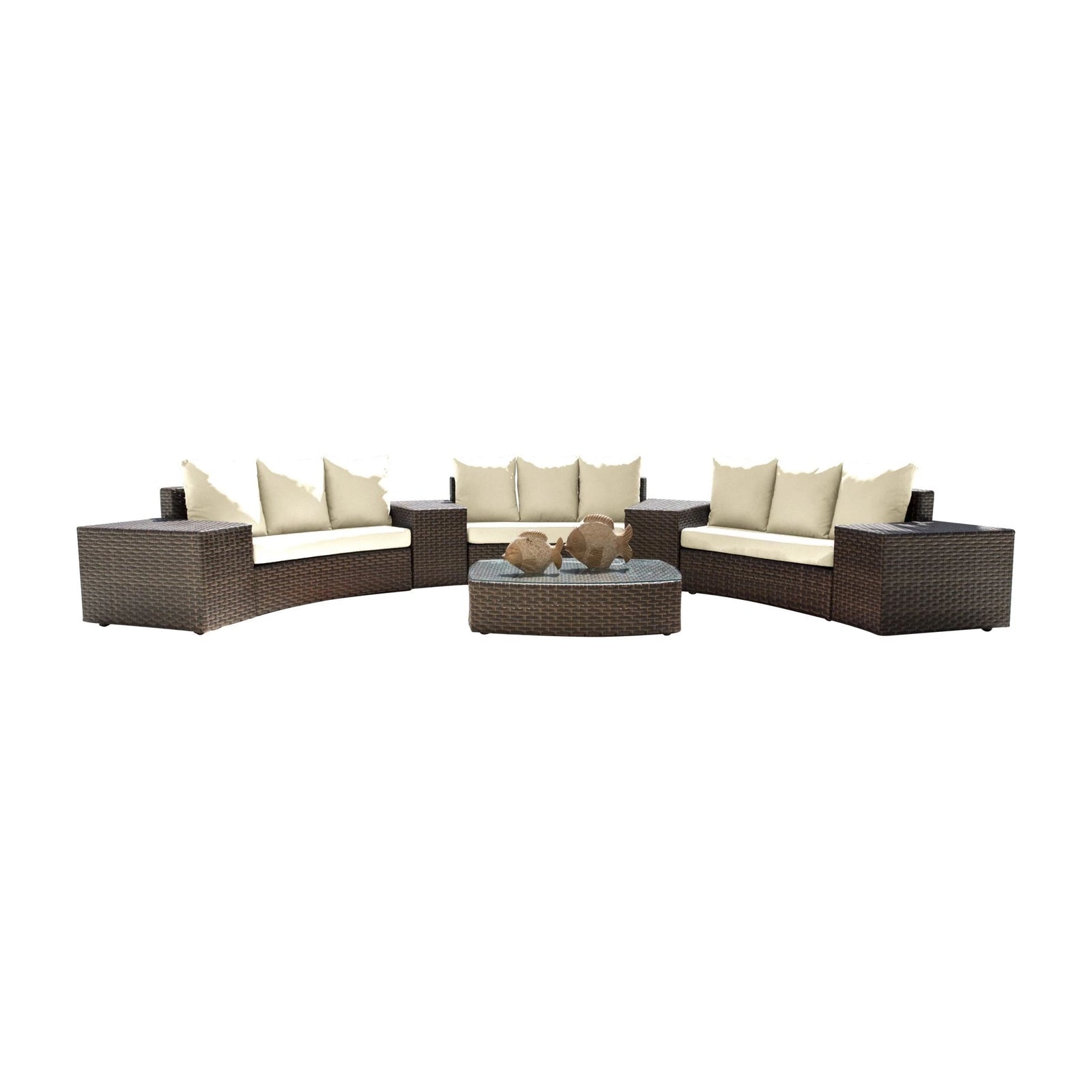Panama Jack Big Sur 8 Piece Sectional Set w/cushions PJO-2101-BRN-8SEC-GLASS - BetterPatio.com