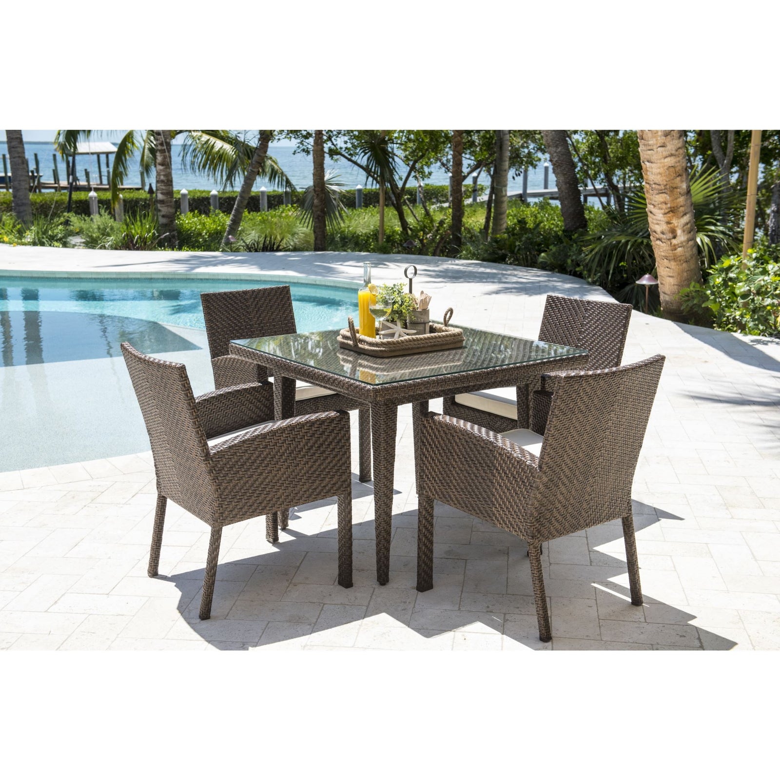 Panama Jack Oasis 5 Piece Dining Set w/glass PJO-2201-JBP-5PD-GLASS - BetterPatio.com