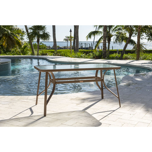 Panama Jack Cafe Rectangular Table with glass PJO-9001-ESP-RT - BetterPatio.com